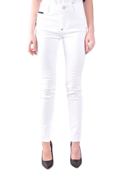 Philipp Plein Woman Jeans White Size 28 Cotton, Elastomultiester, Elastane