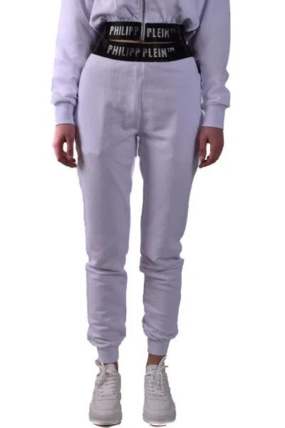 Philipp Plein Trousers Elastic Waistband Ribbed Cuffs In White