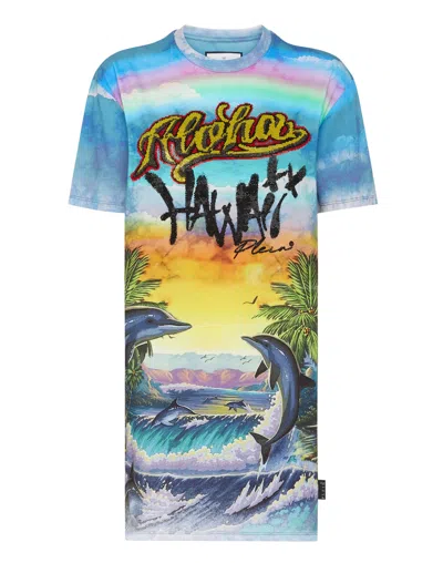 Philipp Plein T-shirt Dress Hawaii In Multi