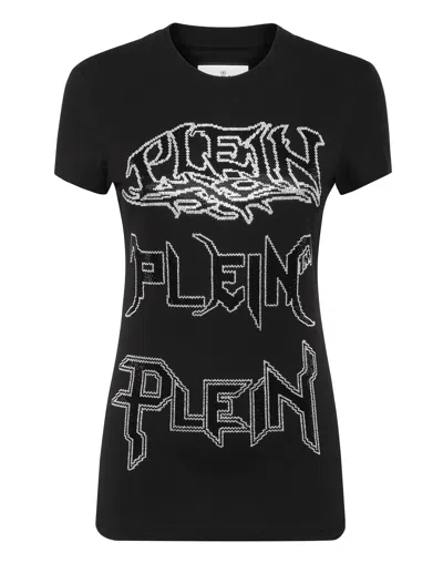Philipp Plein T-shirt Round Neck Sexy Pure Fit Crystal In Black