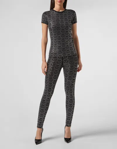 Philipp Plein T-shirt Round Neck Ss All Over Pp In Gray