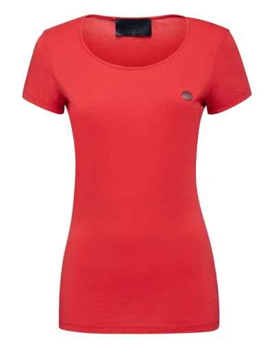 Philipp Plein T-shirt Round Neck Ss Basic One In Red