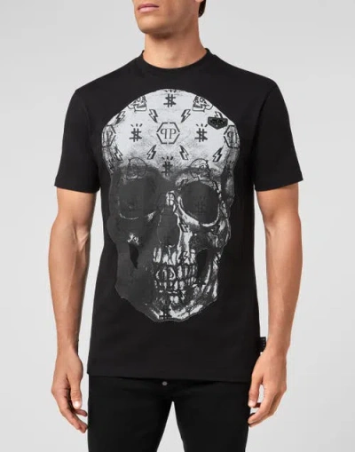 Philipp Plein T-shirt Round Neck Ss Print Skull Unisex In Black