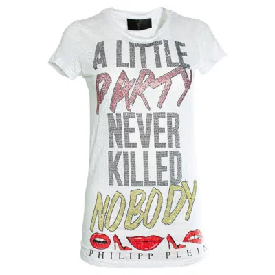 Pre-owned Philipp Plein , Tshirt With Rhinestones In Gray