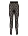 Philipp Plein Monogram-pattern Tulle Leggings In Black