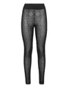 Philipp Plein Tulle Leggings Monogram Strass In Black