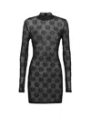 Philipp Plein Tulle Midi Dress Strass Monogram In Black