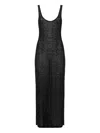 Philipp Plein Tulle Monogram Strass Midi Dress In Black