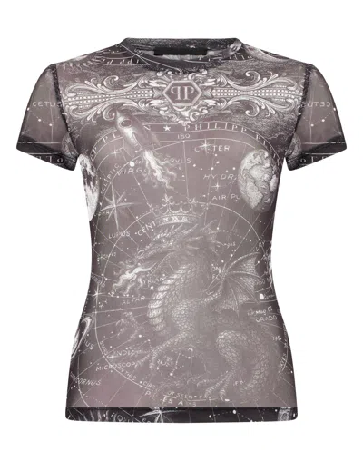 Philipp Plein Tulle Sexy Pure Fit T-shirt Zodiac In Gray