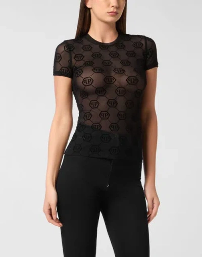 Philipp Plein Tulle T-shirt Sexy Pure Ss Monogram Women In Black