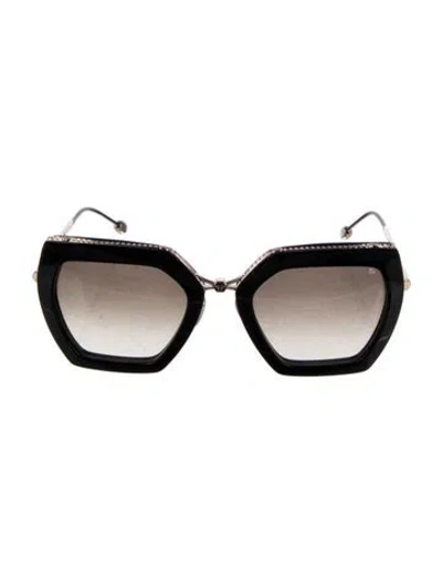 Pre-owned Philipp Plein Turais Oversize Sunglasses In Black