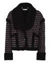 Philipp Plein Tartan-check Shearling Tweed Jacket In Black