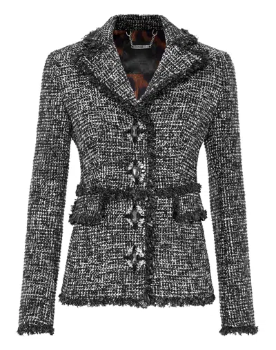 Philipp Plein Tweed Blazer In Black