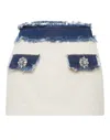 Philipp Plein Denim-trimmed Tweed Miniskirt In White