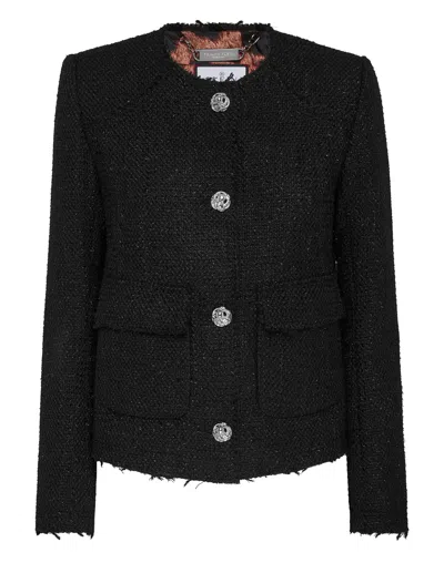 Philipp Plein Tweed Jacket Ls In Black