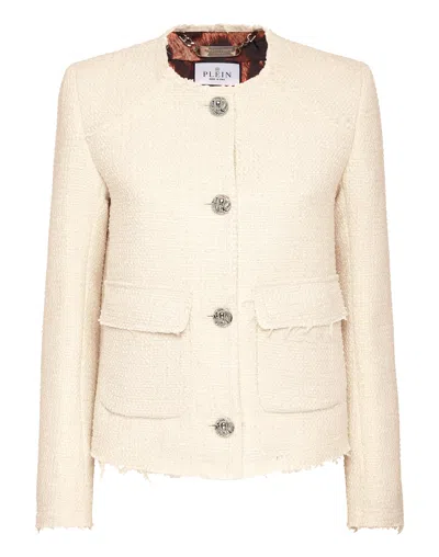 Philipp Plein Tweed Jacket Ls In White