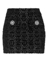 Philipp Plein Mini Monogram Tweed Skirt In Black
