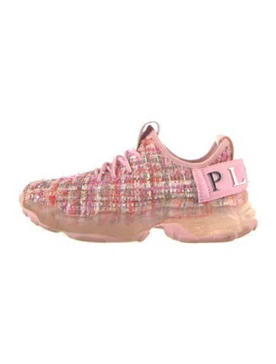 Pre-owned Philipp Plein Tweed Pattern Chunky Sneakers In Pink