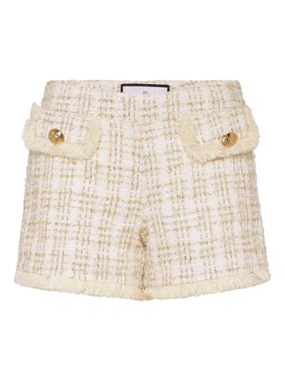 Philipp Plein Tweed Shorts In Gold