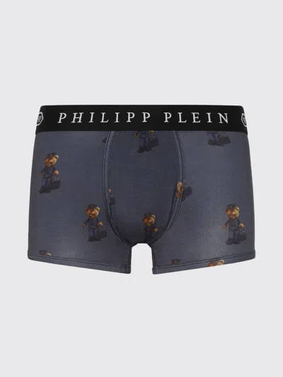 Philipp Plein Cotton Boxers Teddy All-over In Gray