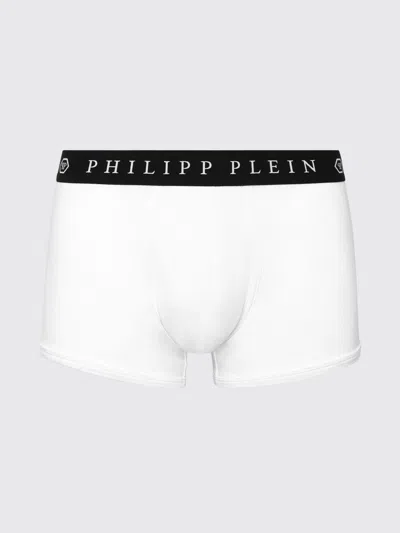 Philipp Plein Stretch Cotton Boxer Shorts With Hexagon Logo Waistband In White