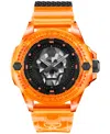 Philipp Plein Unisex The Skull Scuba Duba Orange Silicone Strap Watch 44mm In Orange
