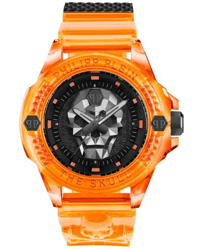 Philipp Plein Unisex The Skull Scuba Duba Orange Silicone Strap Watch 44mm