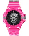 Philipp Plein Unisex The Skull Scuba Duba Pink Silicone Strap Watch 44mm In Pink