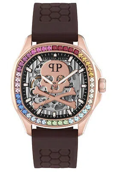 Pre-owned Philipp Plein Unisex Watch Automatic Braun / Rose Gold Coloured Pwraa0623