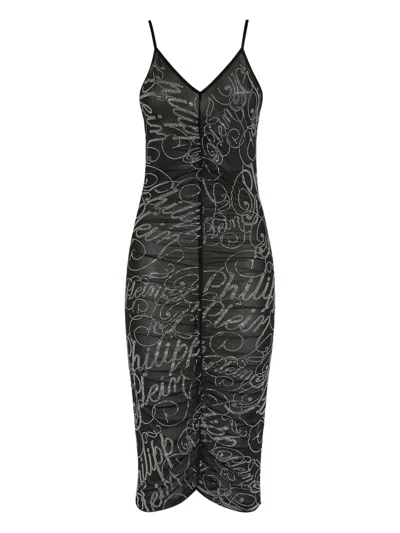 Philipp Plein V-neck Dress In Black