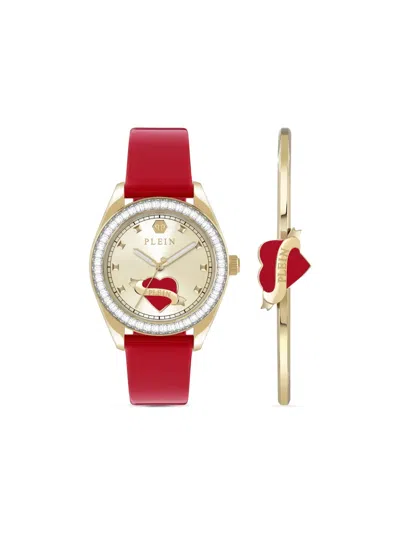 Philipp Plein Stainless Steel Plein Valentine Watches In Burgundy