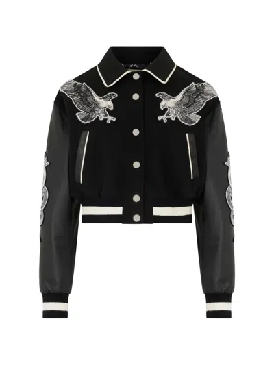 Philipp Plein Varsity Jacket Tattoo Strass In Black