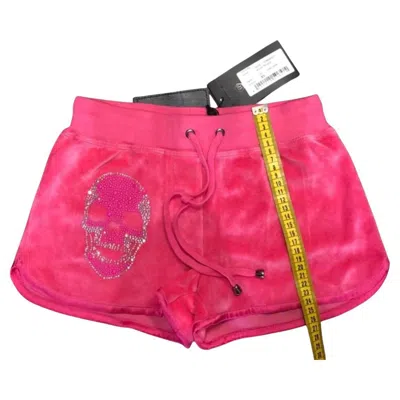 Pre-owned Philipp Plein Velour Velvet Shorts In Red