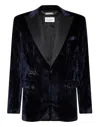 Philipp Plein Single-breasted Velvet Blazer In Blue