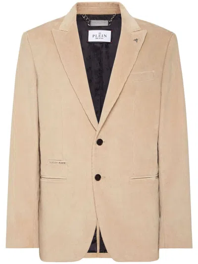 Philipp Plein Velvet Blazer In Neutrals