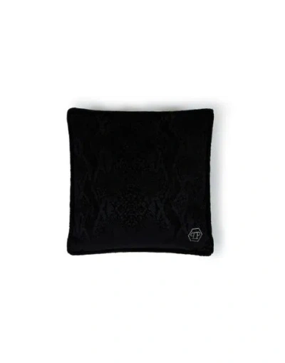 Philipp Plein Velvet Cushion Print 40x40 Unisex In Black