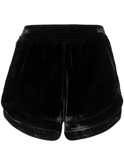 PHILIPP PLEIN VELVET ELASTICATED-WAIST SHORTS