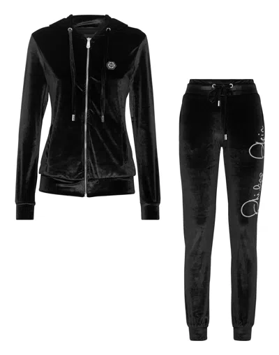 Philipp Plein Velvet Hoodie/trousers Tracksuit In Multi