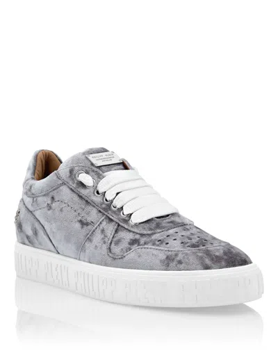 Philipp Plein Velvet Lo-top Sneakers Plein Hurricane In Grey