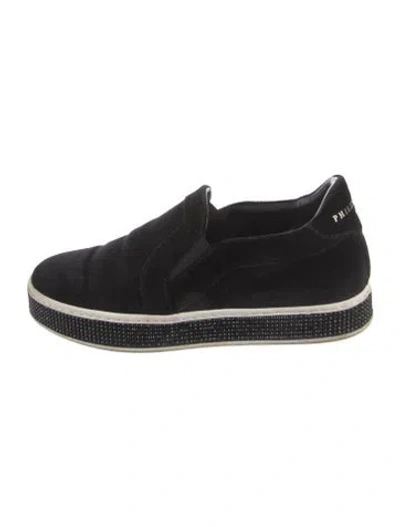 Pre-owned Philipp Plein Velvet Loafers In Black
