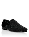 Philipp Plein Velvet Loafers Stones In Black