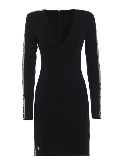 Philipp Plein Dream Girl Long Sleeve Shift Dress In Negro