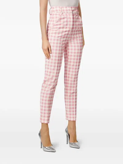 Philipp Plein Vichy Office Trousers In Pink