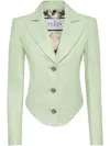 Philipp Plein Vintage Leather Blazer In 绿色