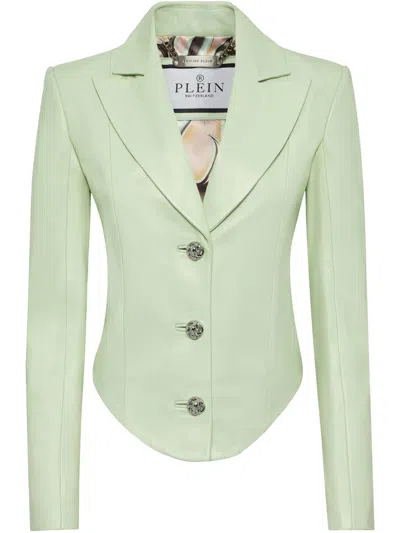 Philipp Plein Vintage Leather Blazer In 绿色