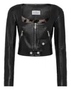 Shop Philipp Plein Vintage Leather Cropped Jacket In Black