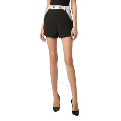 Philipp Plein Viscose Cady Black And White Shorts