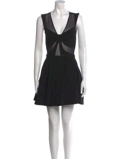 Pre-owned Philipp Plein V-neck Mini Dress In Black