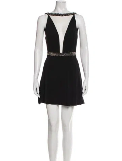 Pre-owned Philipp Plein V-neck Mini Dress In Black