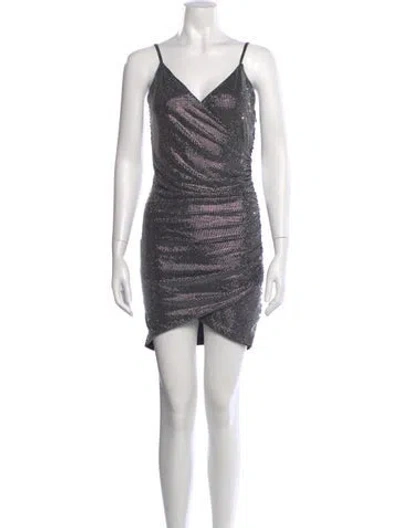 Pre-owned Philipp Plein V-neck Mini Dress In Black